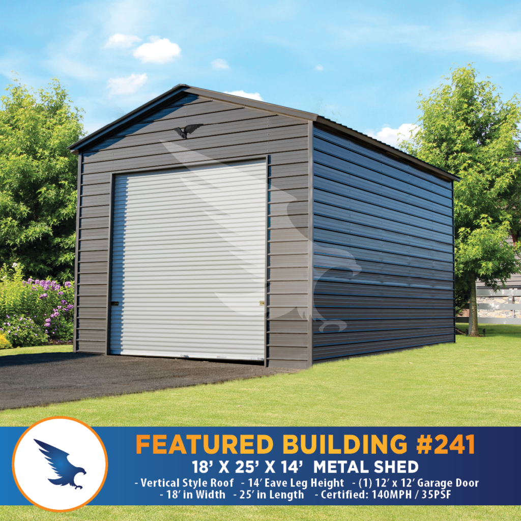 18' x 25' x 14' Metal Shed, carports, metal buildings