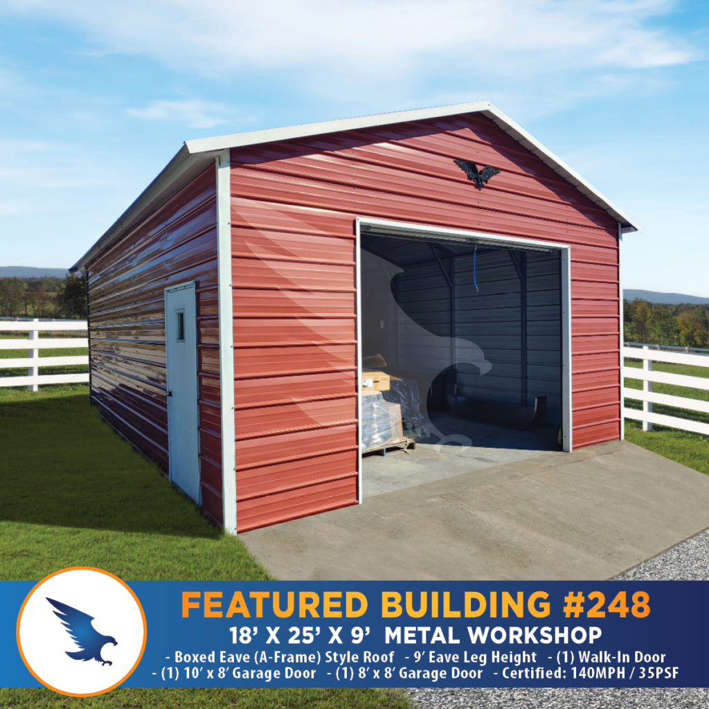 18' x 25' x 9' Metal Workshop, Metal Buildings, Garages, Carports