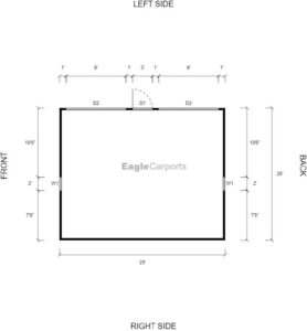 20' x 25' x 12'x8' Single Slope Garage