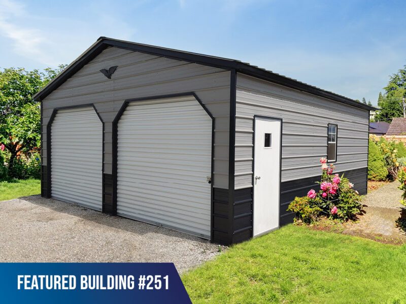 20' x 25' x 9' Double Metal Garage