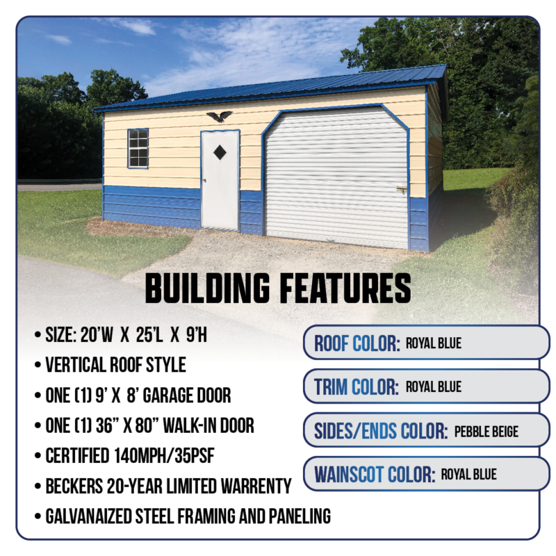 20' x 25' x 9' Metal Workshop