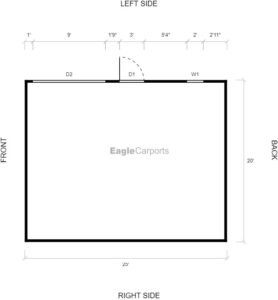 20' x 25' x 9' Metal Workshop