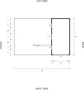 20' x 30' x 9' Combo Unit, metal building, carport