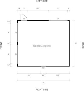 22' x 25' x 9' Custom Metal Garage