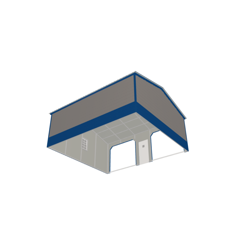 22' x 25' x 9' Double Metal Garage