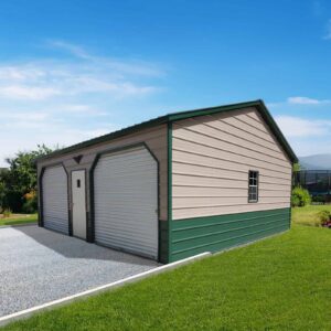 24' x 25' x 9' Double Metal Garage