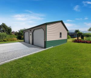 24' x 25' x 9' Double Metal Garages, Carports, Metal Buildings