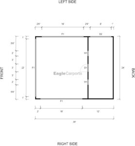 24' x 30' x 10' Combo Unit, carports, metal buildings