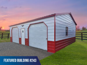 24' x 30' x 9' Double Metal Garage, carports, metal buildings