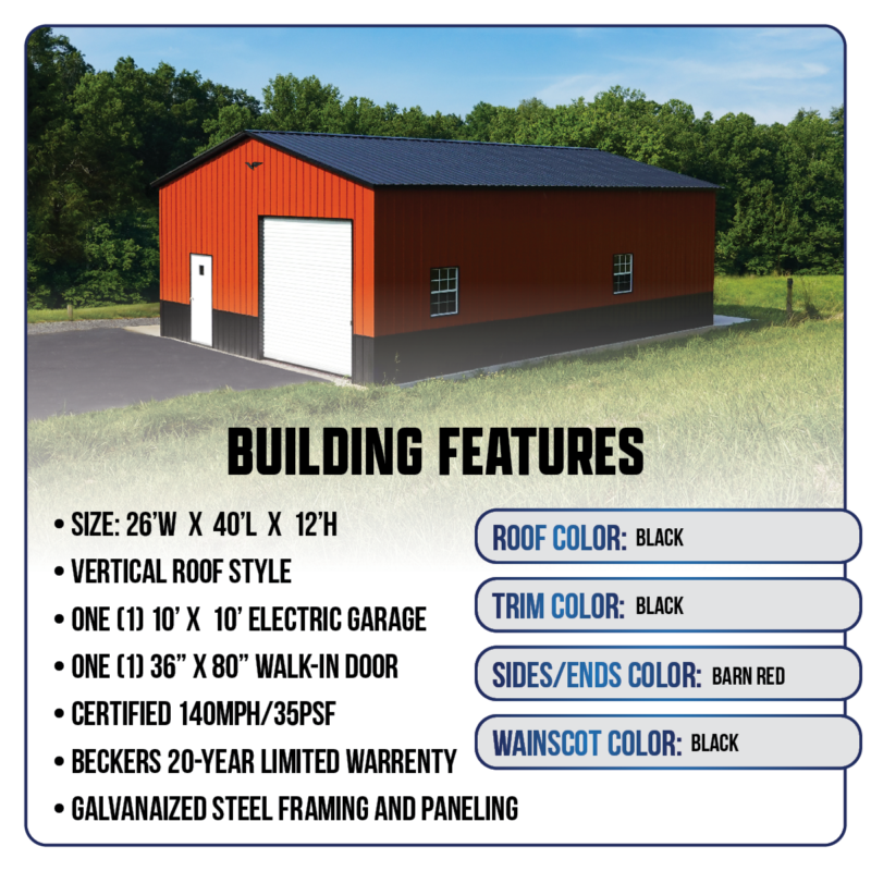 26' x 40' x 12' Metal Workshop