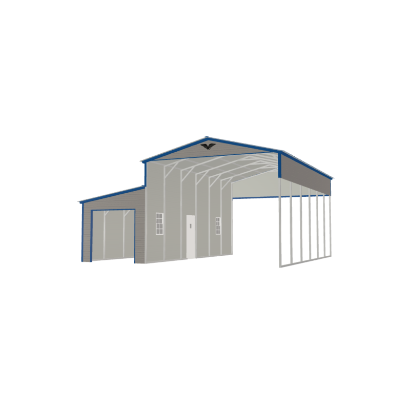 28' x 30' x 13'/8' Carport with Lean-To
