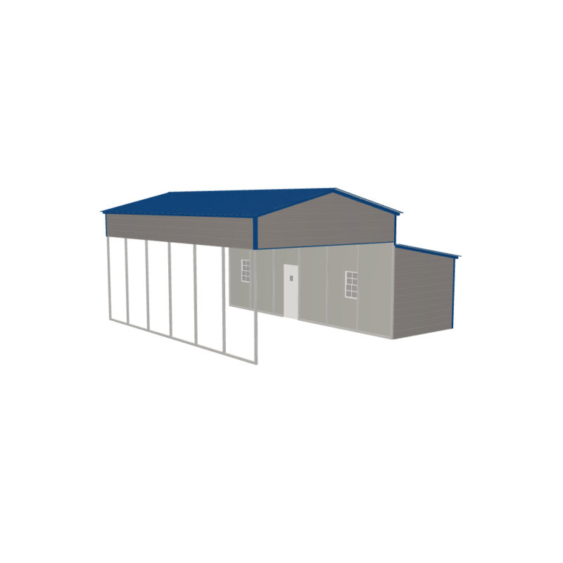 28' x 30' x 13'/8' Carport with Lean-To