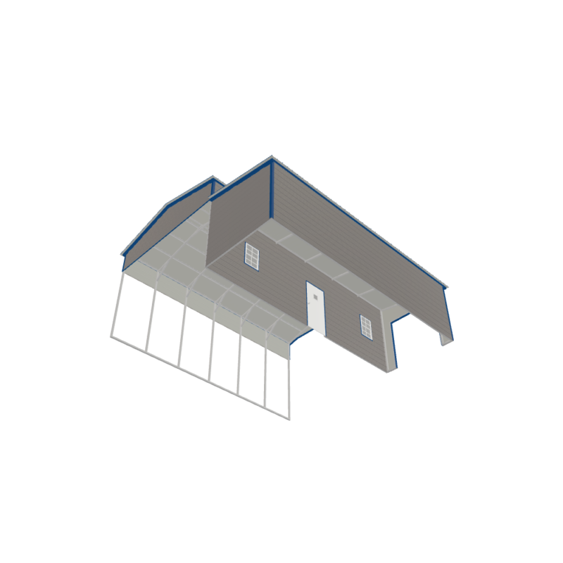 28' x 30' x 13'/8' Carport with Lean-To