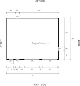 28' x 35' x 12' Double Metal Garage