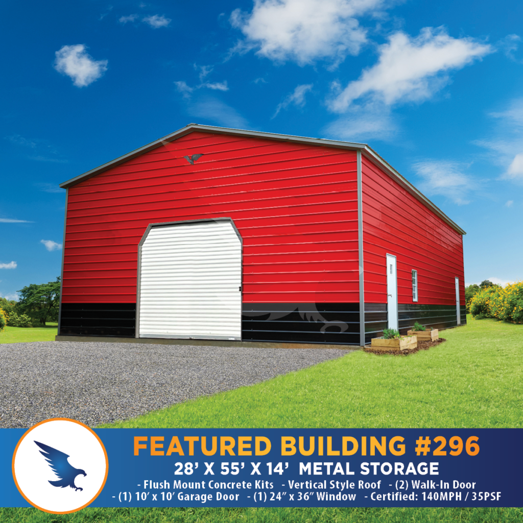 28' x 55' x 14' Metal Shed, Metal Buildings, Garages, Carports