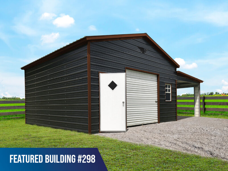 30' x 20' x 10'/7' Garage with Lean-To
