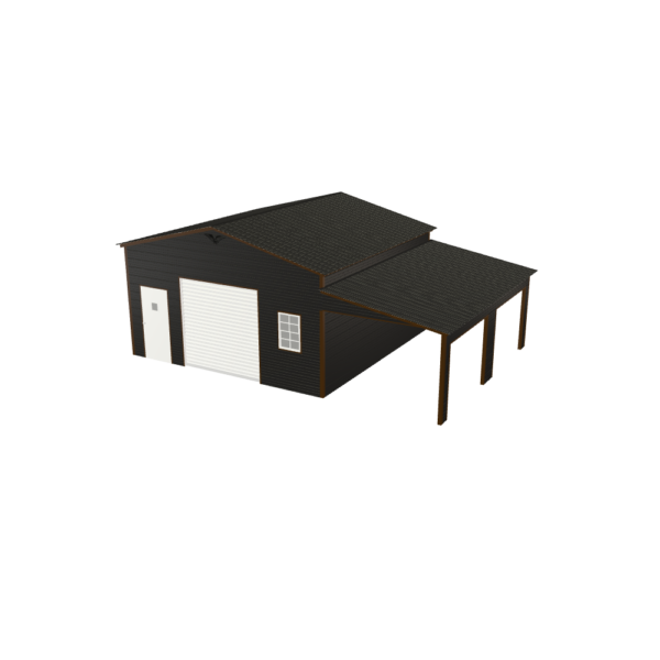 30' x 20' x 10'/7' Garage with Lean-To