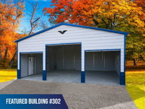 30' x 30' x 11' 3-Bay Metal Garage