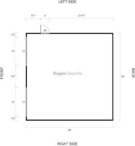 30' x 30' x 12' Double Metal Garage