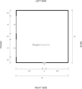 30' x 30' x 9' Double Metal Garage