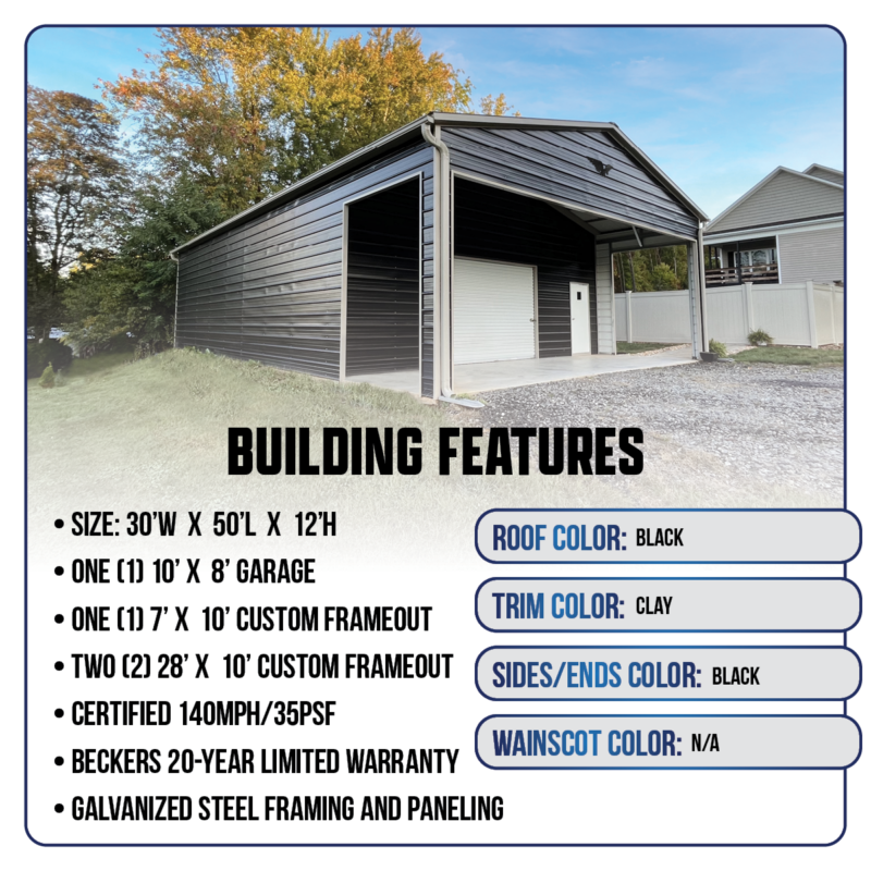 30' x 50' x 12' Combo Workshop
