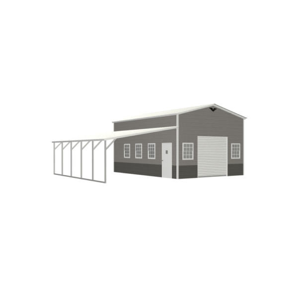 33' x 25' Garage with Lean-To, carport, metal building