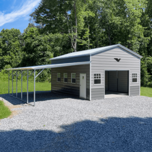 33' x 25' x 12'7' Garage with Lean-To, Metal Building