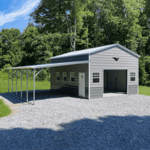 33' x 25' x 12'7' Garage with Lean-To, Metal Building