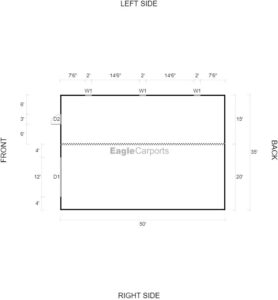 35' x 50' x 13'/8' Garage with Lean-To