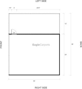 36' x 30' x 9'/6' Shed with Lean-To