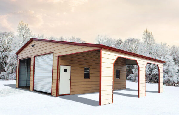 38' x 30' Garage with Lean-To, Carports, Metal Buildings, garages