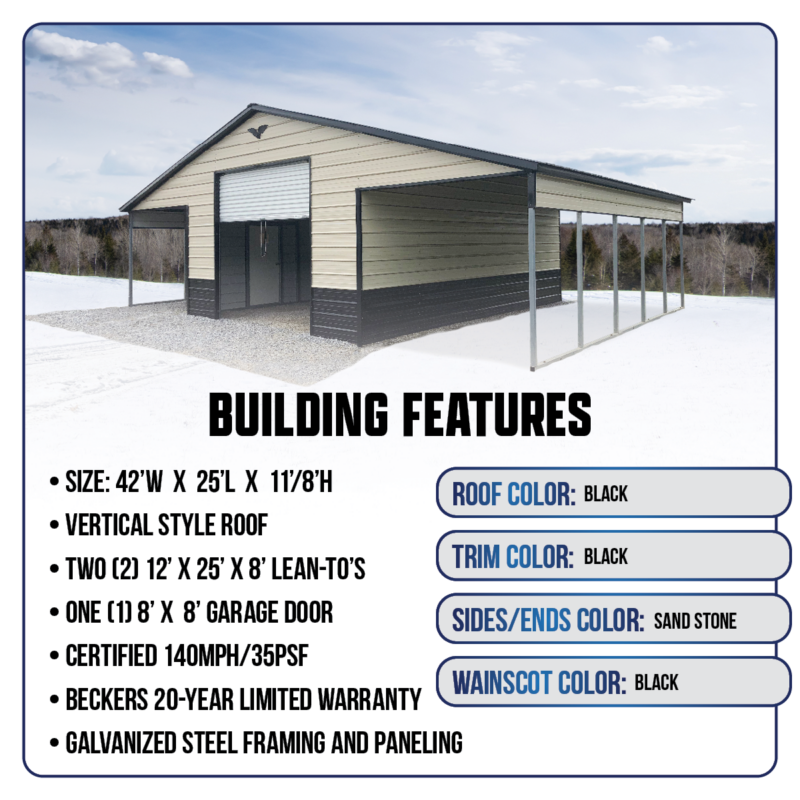 42' x 25' x 11'/8' Eagle Barn