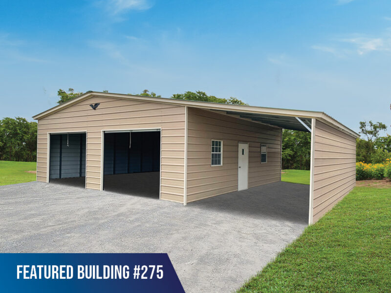 42' x 30' x 10'/7' Garage with Lean-To