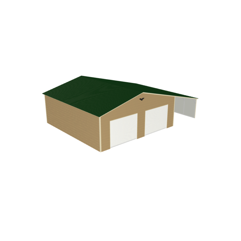42' x 30' x 10'/7' Garage with Lean-To
