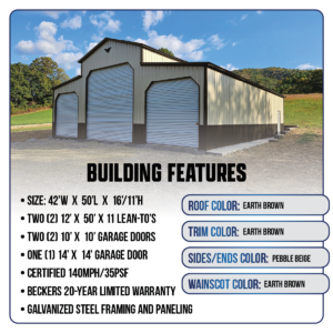 42' x 50' Metal Horse Barn 1