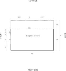 42' x 60' x 12'/9' Metal Workshop