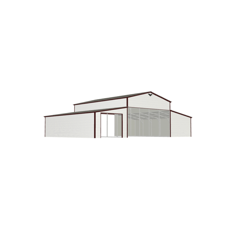 44' x 30' x 12'/7' Metal Horse Barn