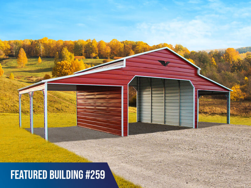 46' x 20' x 12'/8' Double Metal Garage - Image 2