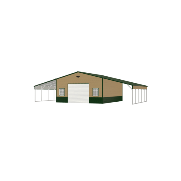 46' x 25' x 10'/7' Garage with Lean-To's