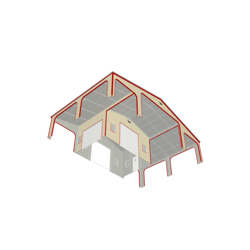 48' x 30' x 12'/9' Custom Eagle Barn