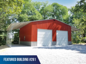 62' x 40' x 16'/13' Garage with Lean-To's