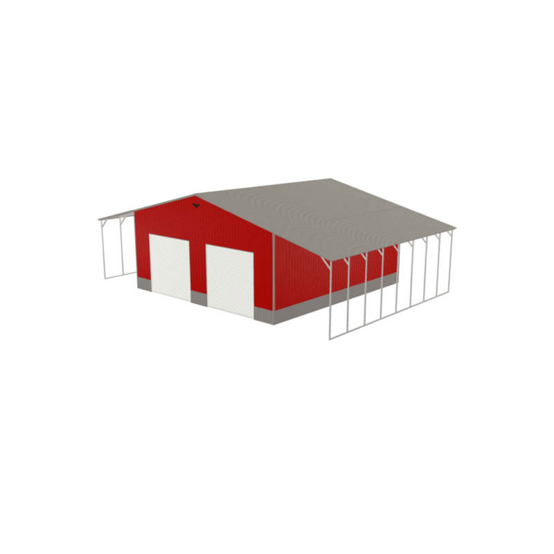 62' x 40' x 16'/13' Garage with Lean-To's