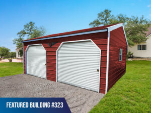 16' x 20' x 8' Double Metal Garage