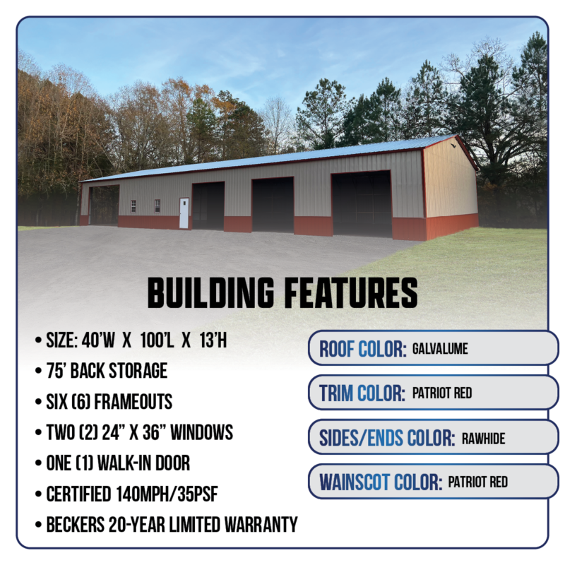 40' x 100' x 13'  Commercial Garage - Image 2