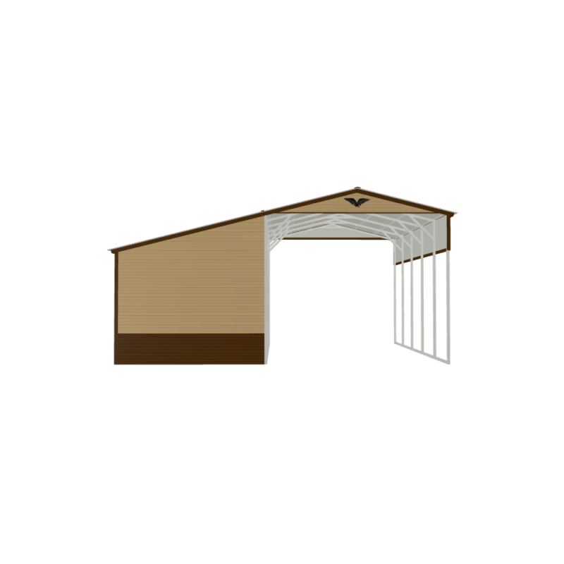27' x 25' x 12'/9'  Enclosed-Lean Carport - Image 6