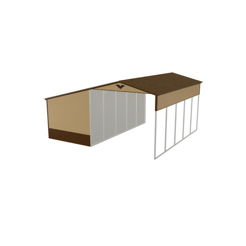 27' x 25' x 12'/9'  Enclosed-Lean Carport - Image 7