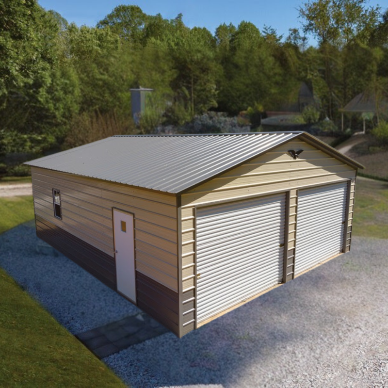 22' x 30' x 9' Double Metal Garage, Metal Buildings, Carports