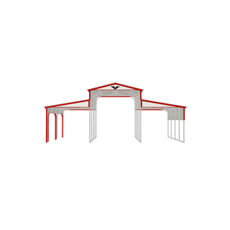 32' x 20' x 12'/8'  Barn-Style Carport - Image 3